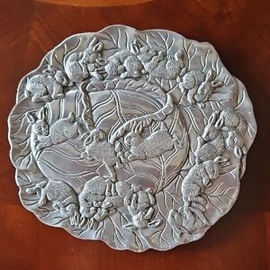 Embossed/Etched Trivet/Wall Decor with Playful Bunny Rabbits & Rabbit 'Feet'